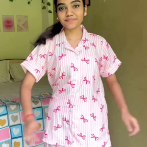 Pink Printed Night Suit Set