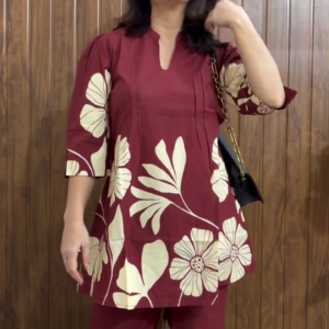 Jisora Rustic Flora Cotton Co-Ord Set – Printed Tunic with Palazzos